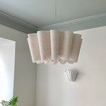 suspension lumineuse moderne beige clair texture tissée opacité câble suspendu flux luminescent 249 2000v