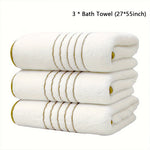 serviettes bain blanches grises bleu marine rayures dorées absorbantes maison bain moderne 70x140cm