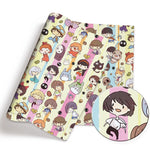 serviettes animées personnages floraux étoiles polyester coton beige noir blanc rose vert