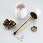 porte brosse wc blanc doré orné motifs floraux support mural classique fixations