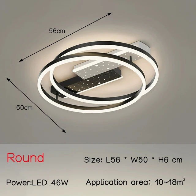 Luminaire LED moderne pendentif noir blanc géométrique 20+LED 3000lm chambre salon