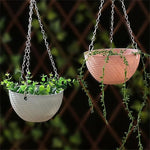 cache pots suspendus moderne rayures diagonales blanc rose vert violet opaques chaînes métalliques balcon