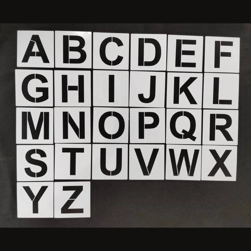 stencils lettres chiffres blancs alphabet décoration peinture gâteau enfants école crafts lettres