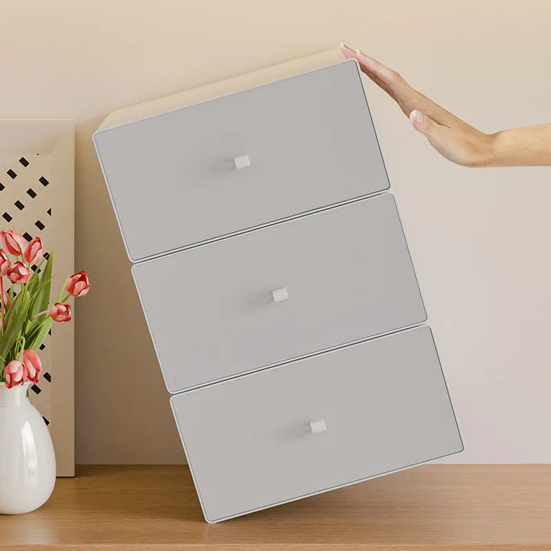 boîtes rangement plastique gris moderne empilables poignées tiroirs articles divers rectangle