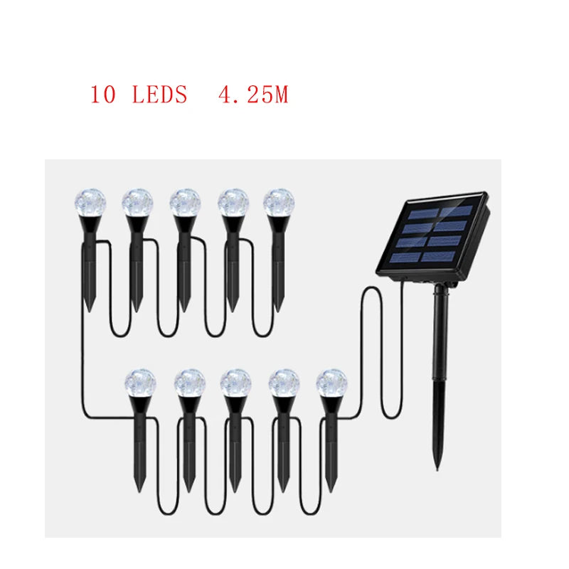 guirlande lumineuse solaire translucides 10 piquets 20 lumières blanc chaud multicolore moderneextérieur