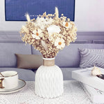 vase table moderne plastique blanc opaque tendance 12cm 14.5cm[arrangement floral incluse]