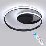 plafonnier led moderne noir blanc doré anneaux concentriques opacité télécommande flux lumineux interrupteur bouton