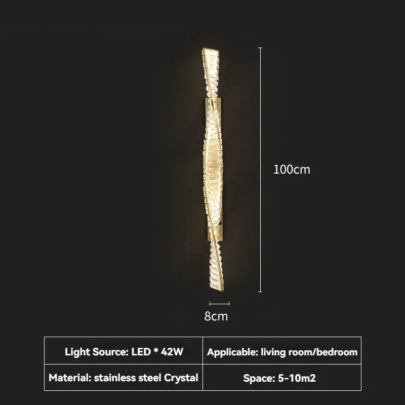 applique murale led cristal doré contemporaine élégante fixée mur éclairage quotidien flux lumineux variable