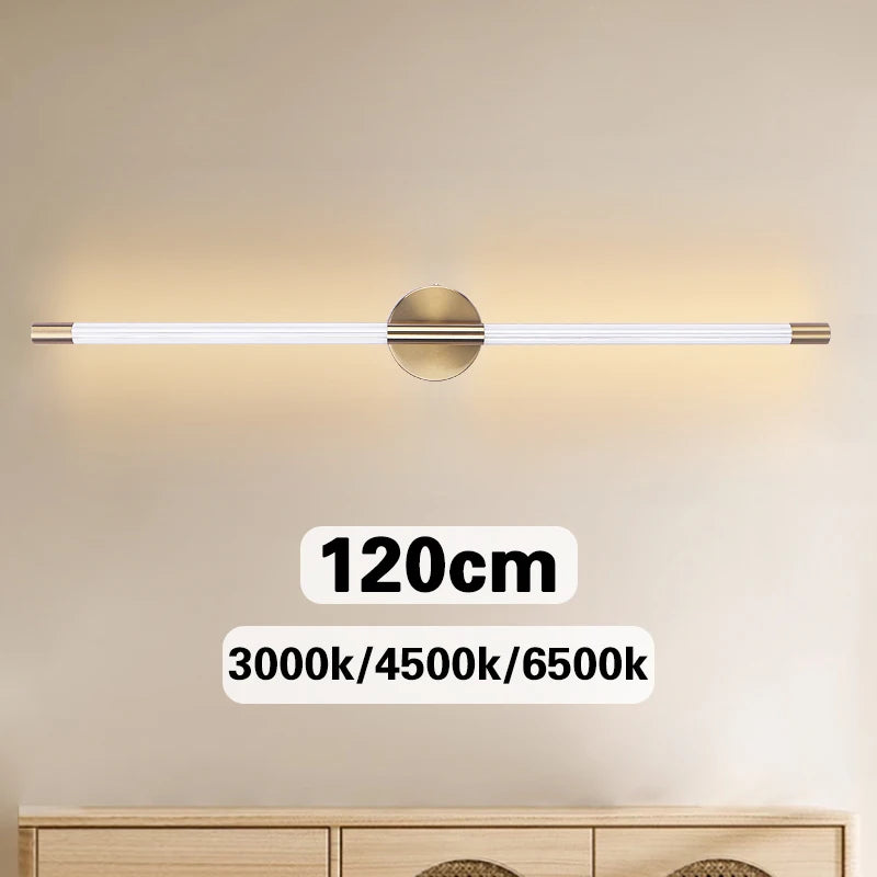 lampe murale moderne transparente dorée 120cm 100cm 80cm 60cm fixée mur led 3000k 4500k