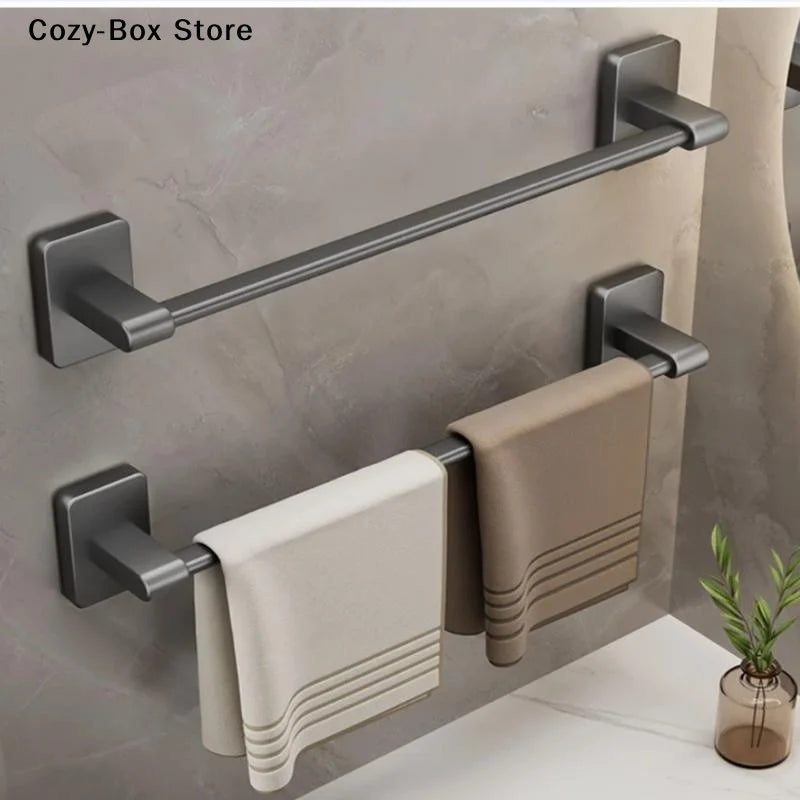 porte serviettes mural gris métallisé moderne fixé autocollant lisse réutilisable ab