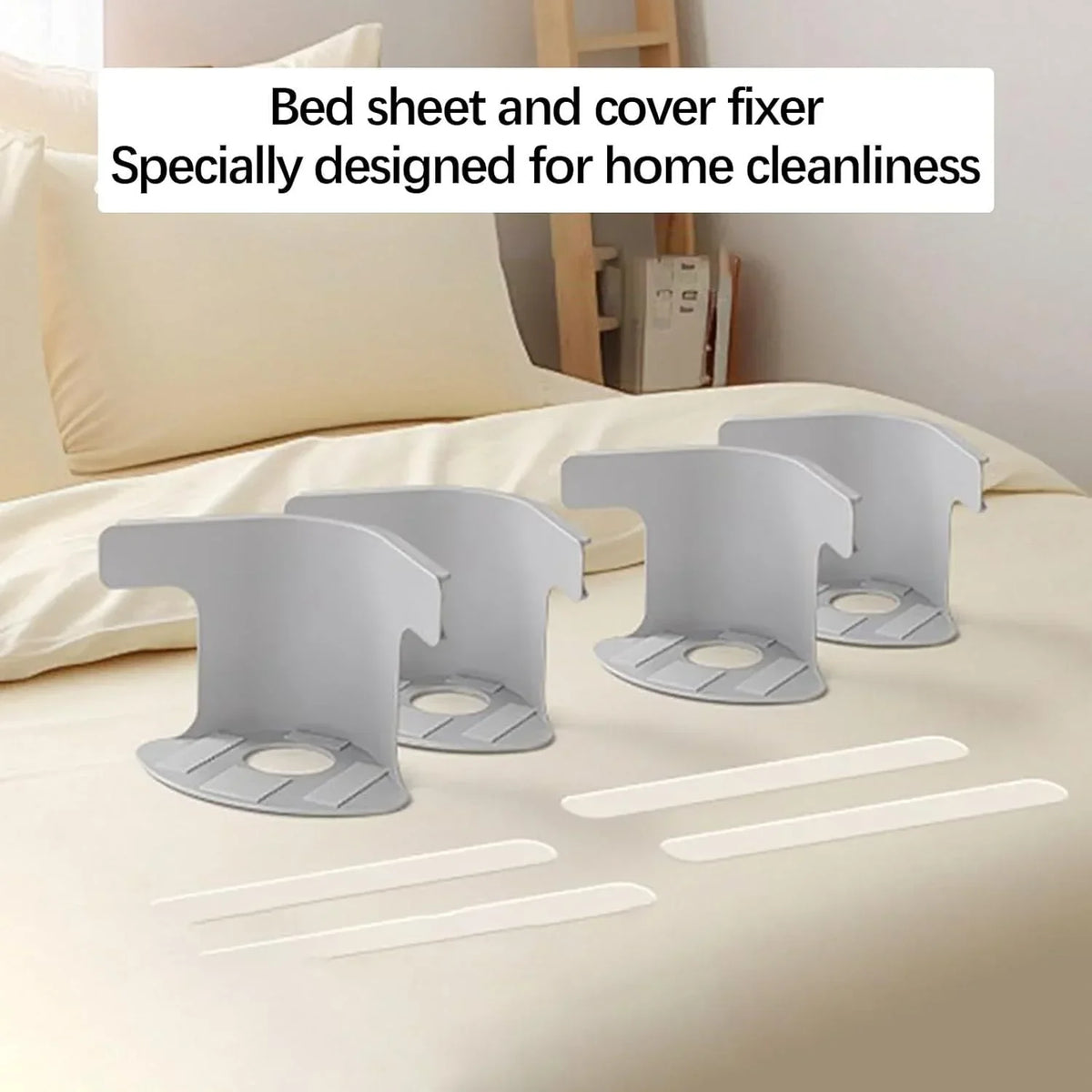 fixateurs draps adhésifs blanc gris minimaliste modernes sangles clips lit chambre maison robustes durables