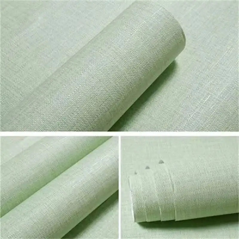 papier peint vinyle moderne lin opaque salon chambre cuisine imperméable adhésif vert clair bleu