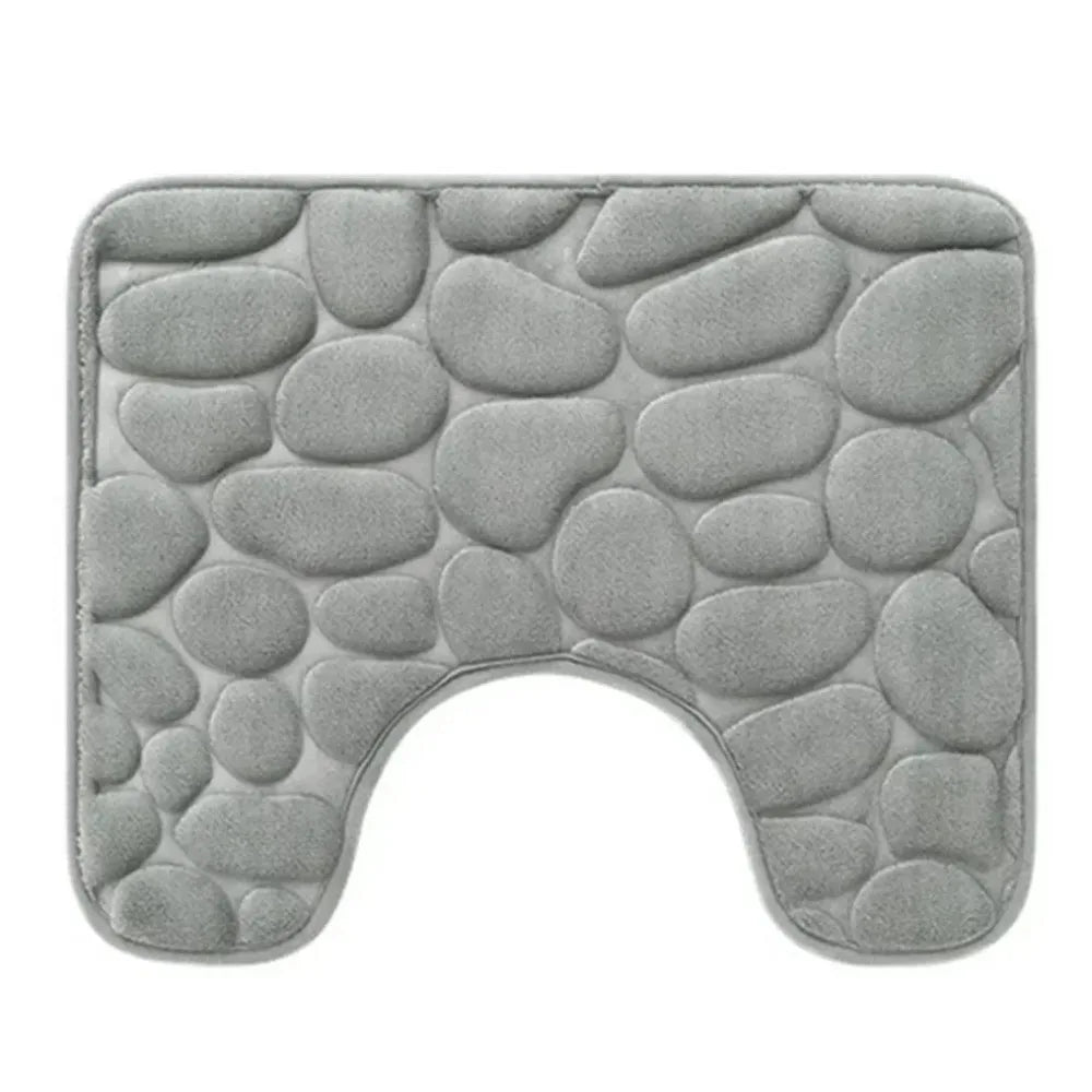 tapis antidérapant moderne gris galets salle bain absorbe l'eau doux 50cm 40cm