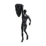 statues escalade homme résine noires texture rugueuse détail anatomique réaliste fixées