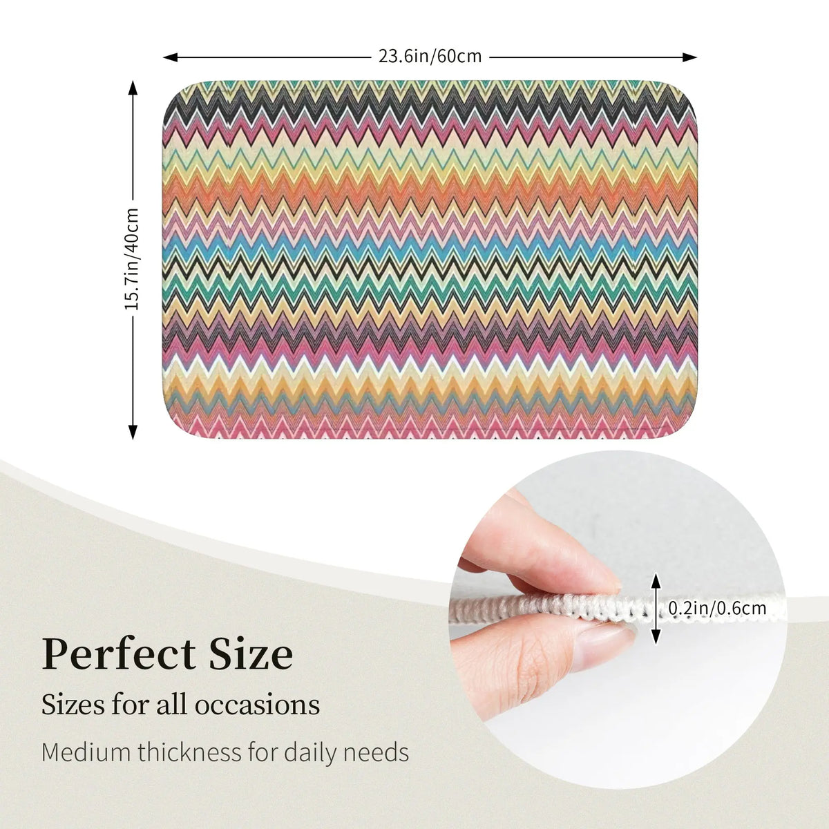 tapis moderne multicolore zigzag antidérapant polyester extérieur intérieur bain chambre