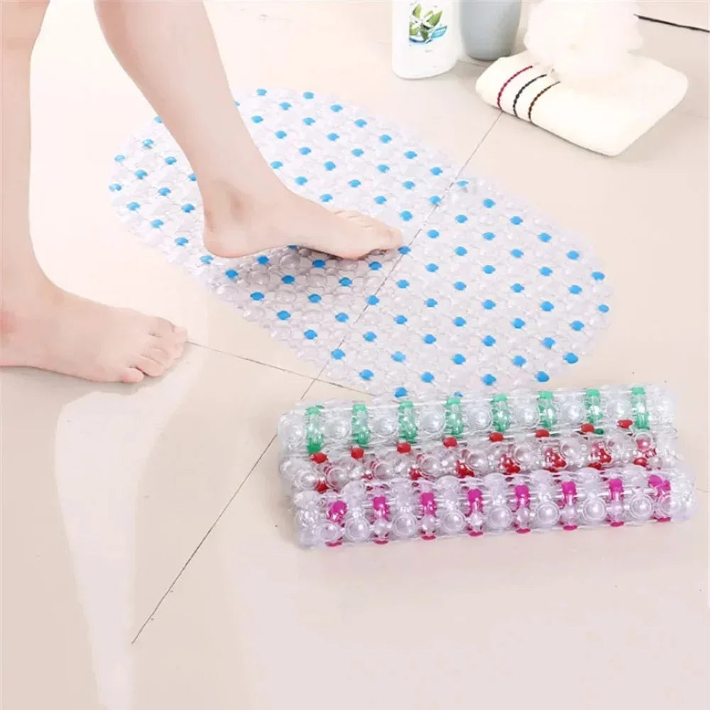 tapis bain antidérapant ventouse massage salle bain moderne couleurs variées transparent reliefs réguliers