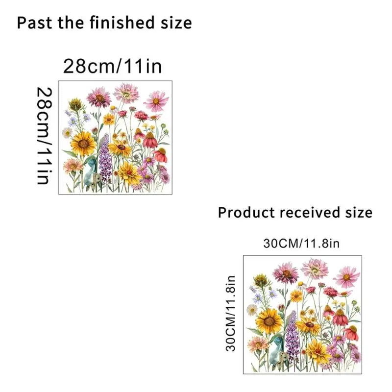 sticker adhésif moderne multicolore tournesol fleurs herbes sauvages décoration wc toilettes couvercle réfrigérateur illustration