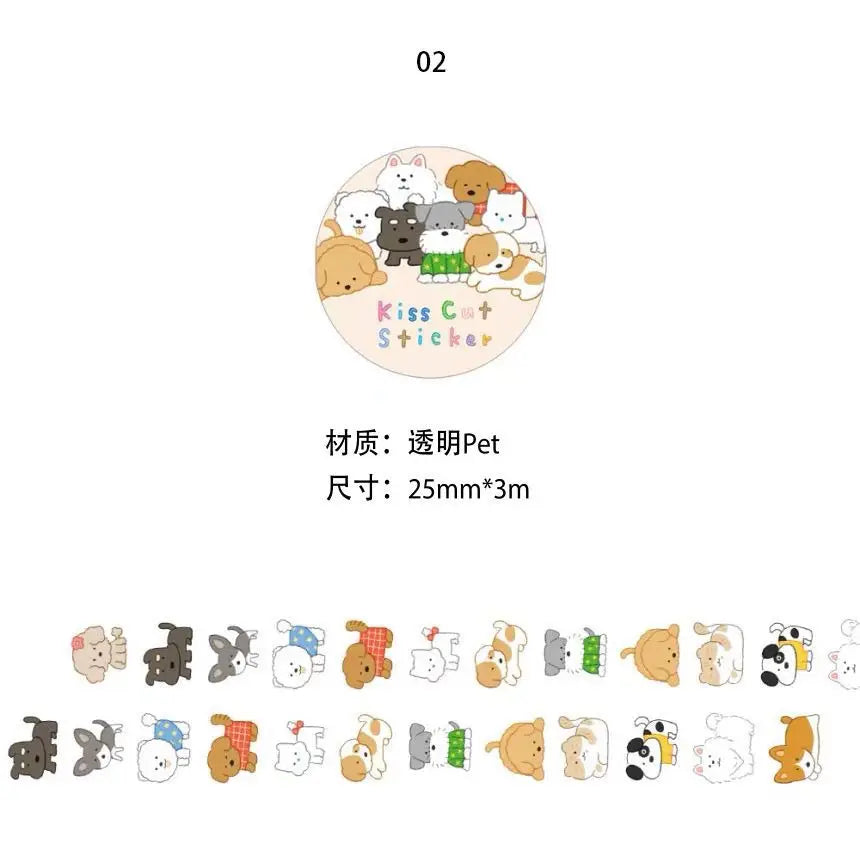 ruban decoratif transparent motifs animaux geometriques decor mignon adhesif educatif dessin ecole fournitures papeterie
