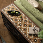 tapis table marron carreaux floraux protection buffet cuisine classique respectueux environnement 40x200cm 40x240cm 45x200cm