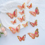 papillons décoratifs transparents effet holographique adhésifs 3d élégants rose vert bleu doré pack 12