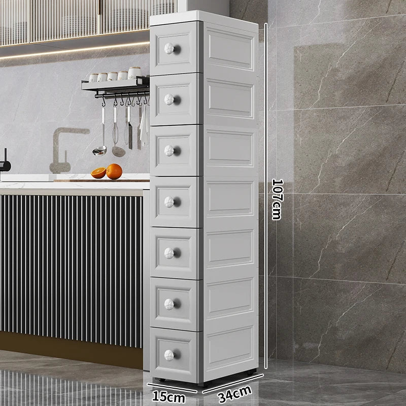 rangements mural blanc gris moderne minimaliste meuble tiroirs poignées roulettes