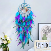 attrape rêves bohème plumes cristal arbre vie tressé suspendu decoration murale plumes duveteuses semi