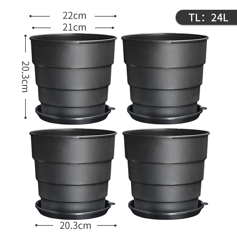 pots fleurs plastique blanc rayures modernes contrôleur racines 14cm 17cm 21cm pack pièces