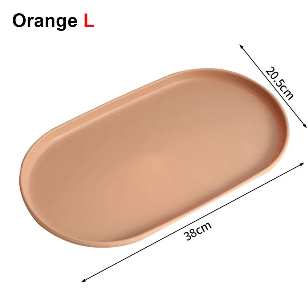 assiettes ovales modernes plastique beige rose blanc dessert vaisselle rangement maison cuisine