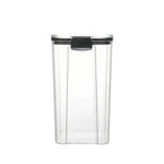 boîtes rangement alimentaire transparentes poignées noires multiple tailles réutilisables modernes pratiques épices pâtes graines