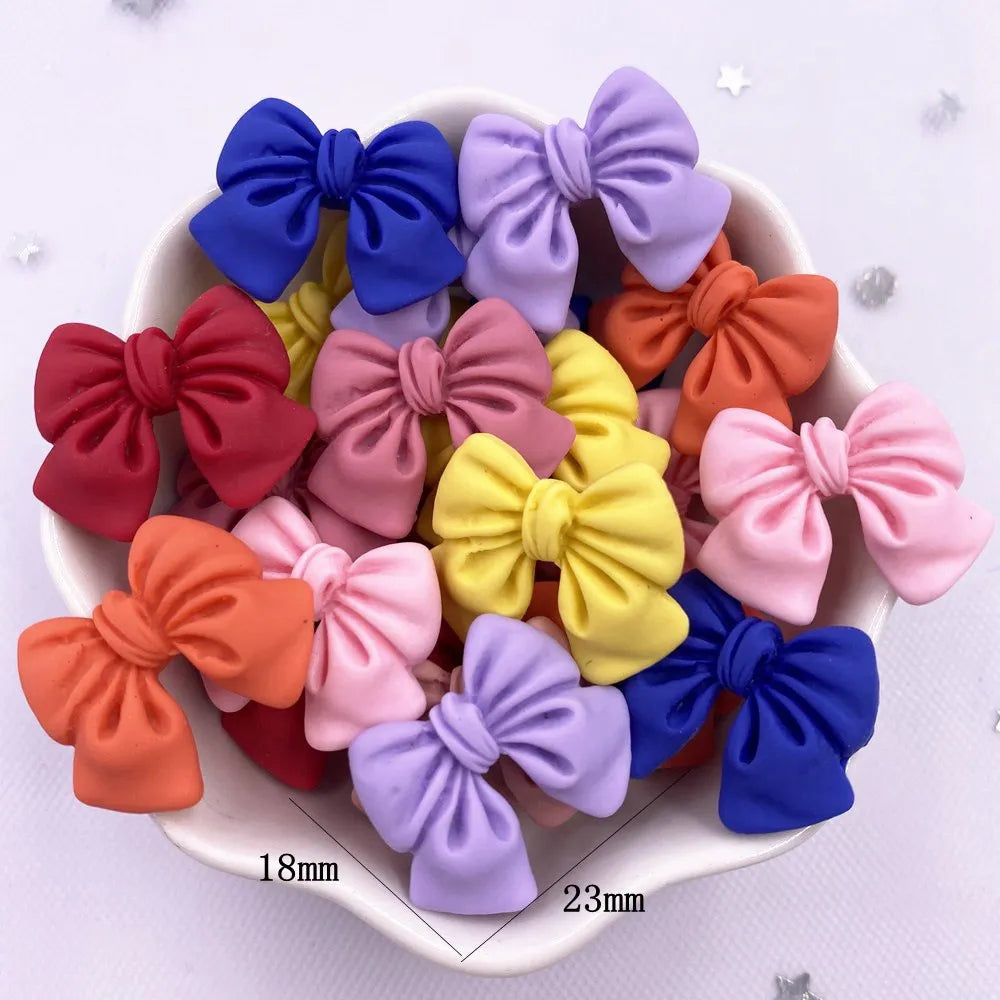 rubans forme noeud papillon résine colorée kawaii bleu rose orange rouge violet satiné 18mm