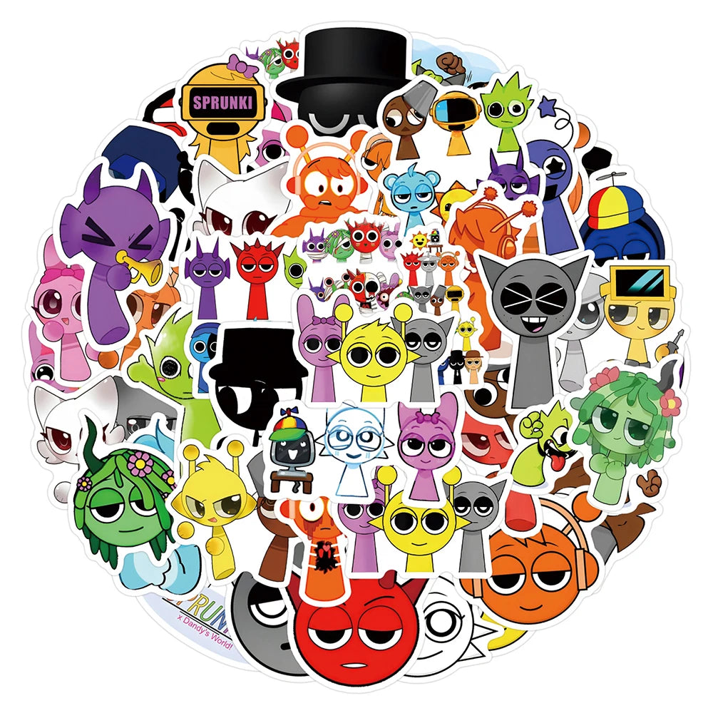 sticker cartoon multicolore personnages dessins animés adhésifs scrapbooking décoration planche roulettes portable
