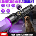 lampe torchon uv rechargeable led noire violette indicateur charge type