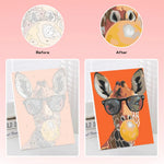 toile peinture numeros kit peinture acrylique carte decorative ananas cocktail fruits zèbre lunettes soleil