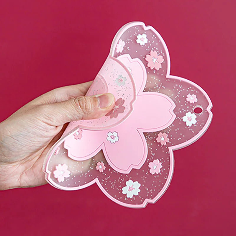 serviettes table moderne rose clair blancs fleurs paillettes translucides silicone anti dérapantes