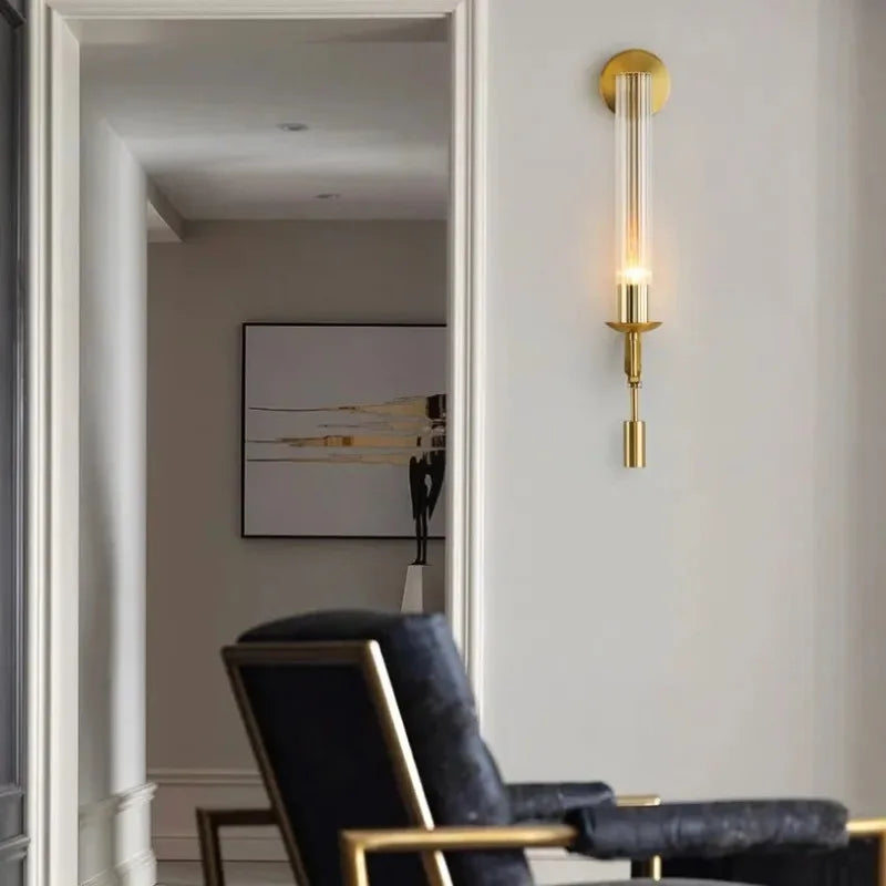 lampes murales modernes or noir abat jour verre rayures ampoule filament apparent chambre cuisine