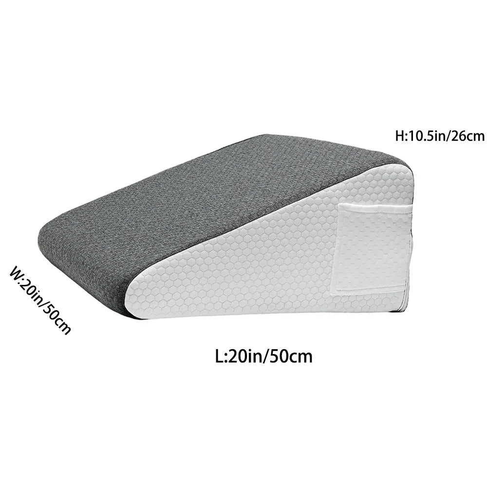 coussin wedge mousse mémoire forme triangle blanc gris antistatique anti ronflement contemporain minimaliste literie