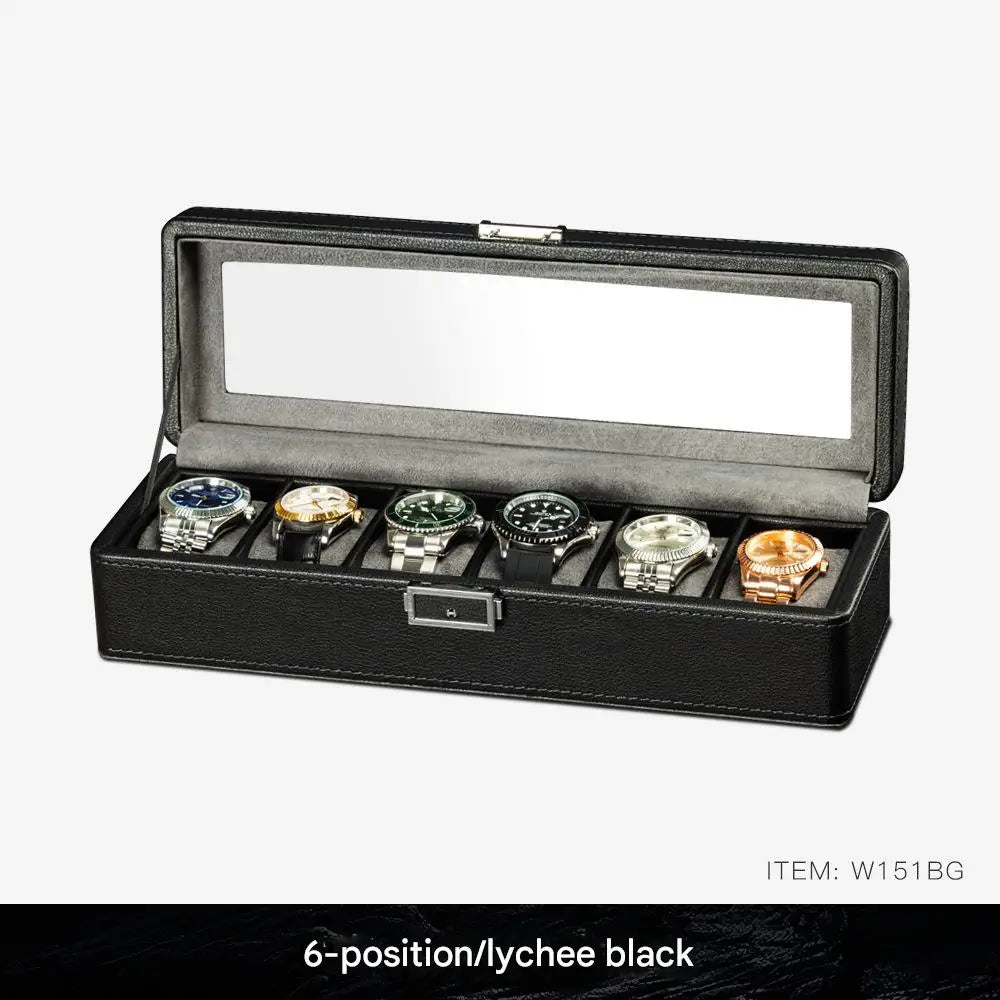 boîte rangement montres velours noir cadenas moderne 12 places storage watch box black velvet