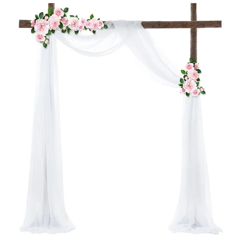 arche mariage drapée soie fleurs artificielles clips romantique decoration reception 75x600cm