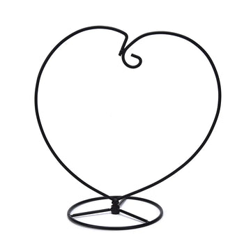 support globe verre terrarium forme coeur métal fil fer tressé noir