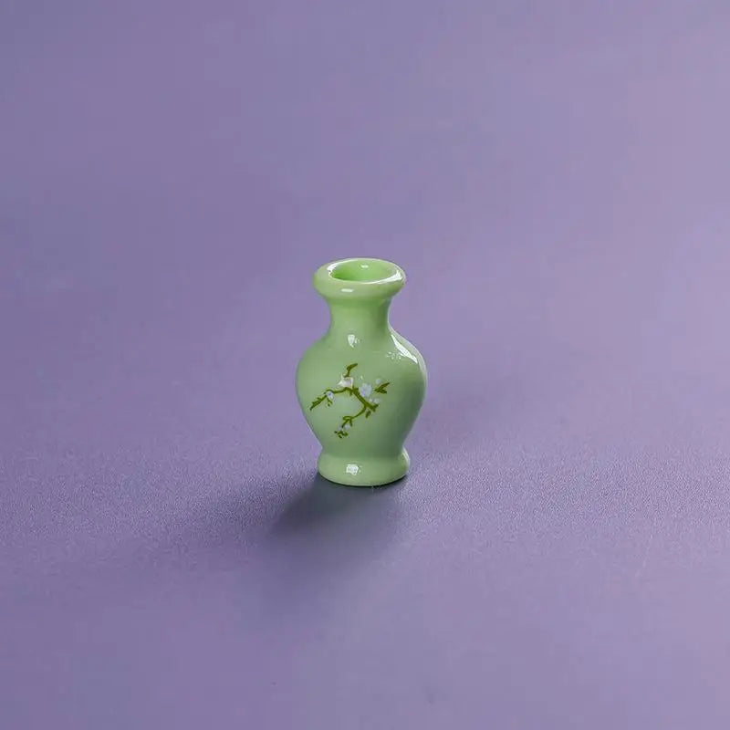 vases résine motifs floraux blanc vert rouge bleu