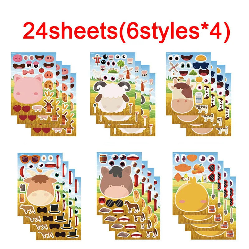 sticker animaux ferme multicolore cartoon adhésif diy activités enfants garçons filles fournitures bricolage artisanal
