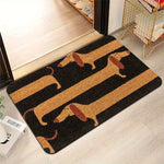 tapis antidérapant imprimé teckels moderne noir marron clair résistant lavable extérieur porte sol