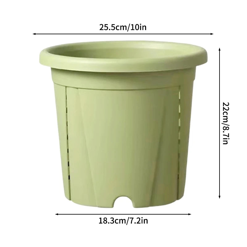 Pots fleurs modernes plastique vert couvercle motif branches blanc minimalistes
