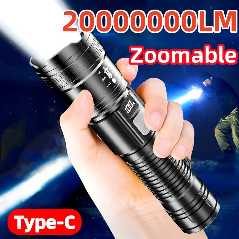 lampe torche noire rechargeable led oled zoom 500mètres durable texturée compacteextérieur camping