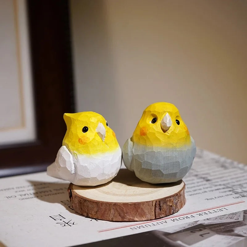 figurine bois oiseau perroquet decor minimaliste geometrique chambre decoration noel artisanal