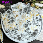 autocollants stickers végétaux fleurs feuilles oiseaux horloges mandalas papillons vintage romantique adhésifs