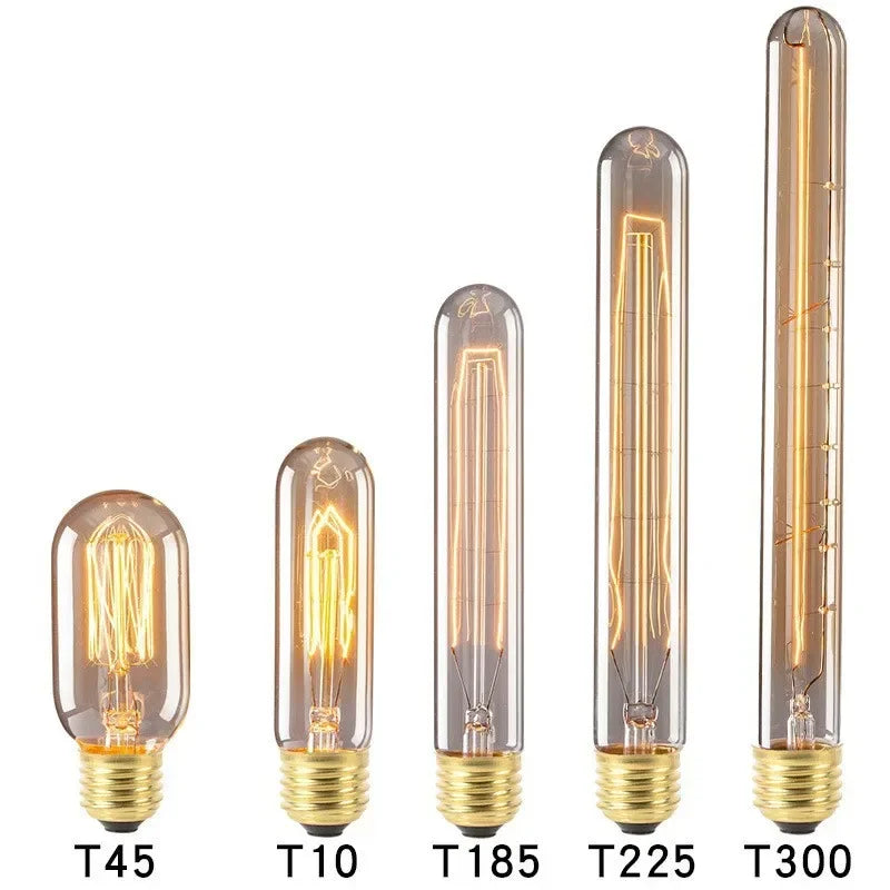 ampoules filament vintage transparentes dorées éclairage rétro industriel T45 T10 T225