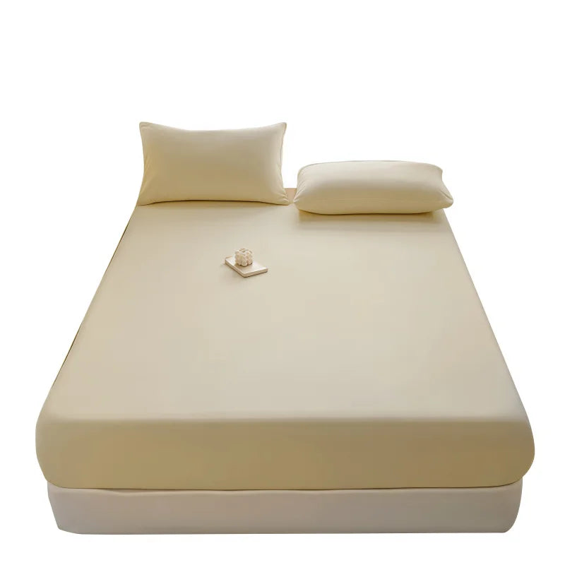 drap housse taies oreiller tissu lisse couleur blanche bleu rose moderne minimaliste élastique queen