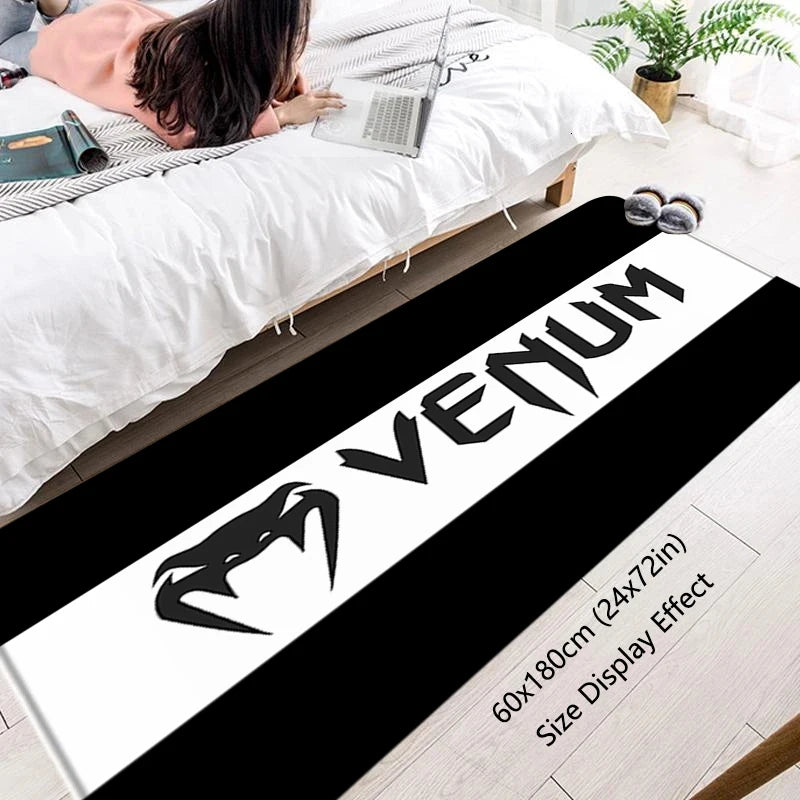 tapis moderne serpent venom noir blanc antidérapant durable polypropylène 40x60cm 50x80cm