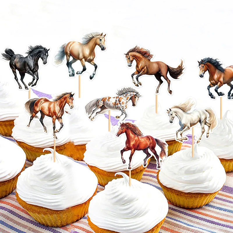 décorations cupcakes chevaux mouvement piques bois occasion anniversaire mariage fêtes enfants illustration réaliste